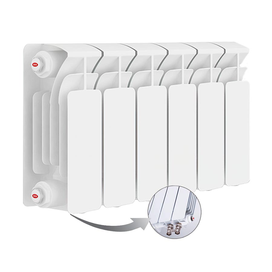 Фото Радиатор биметаллический секционный, настенный, RIFAR Base 200, 8 секций, нижнее подключение, артикул R20008НПЛ