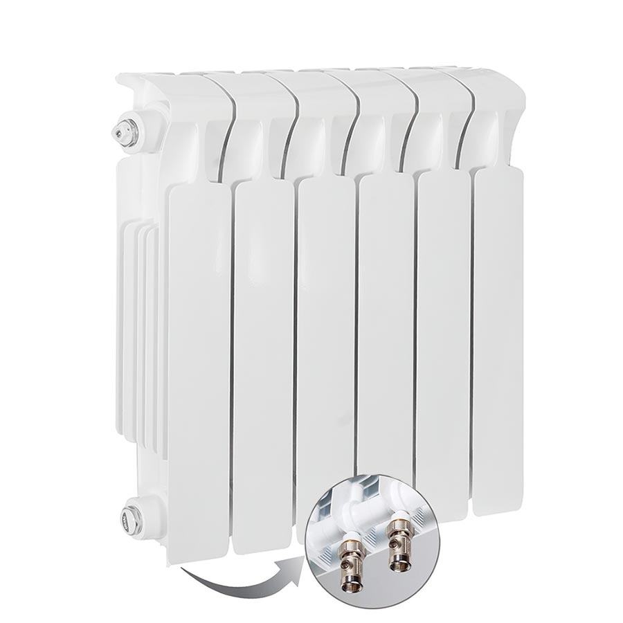 Фото Радиатор биметаллический секционный, настенный, RIFAR Monolit 350, 13 секций, нижнее подключение, артикул RM35013НЛ50