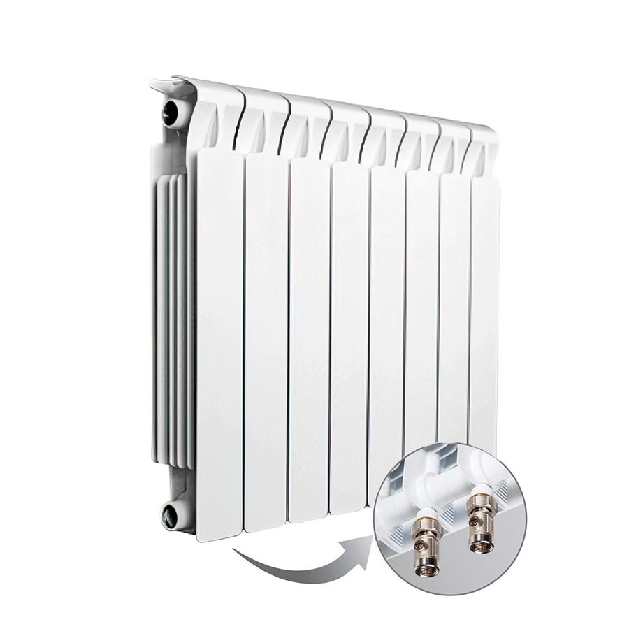 Фото Радиатор биметаллический секционный, настенный, RIFAR Monolit 500, 10 секций, нижнее подключение, артикул RM50010НЛ50